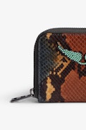 Mini ZV Wallet - Women's wallet in brown python-effect leather