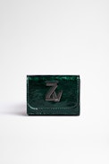 Portafoglio ZV Initiale Le Trifold - Mini portafoglio pieghevole in pelle metallizzata verde donna