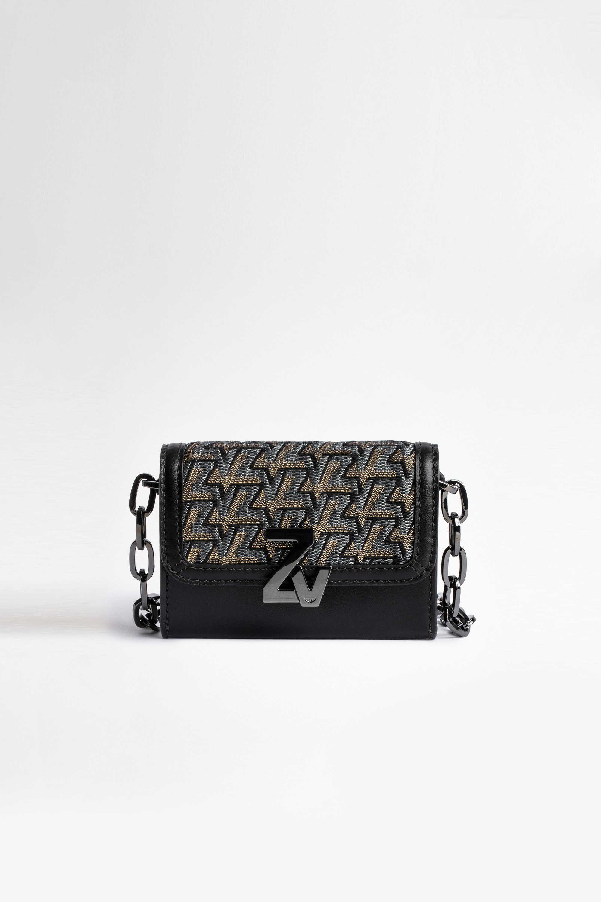 ZV Initiale Le Tiny Unchained 財布 Women's clutch bag in leather and ZV street jacquard