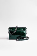 ZV Initiale Le Tiny Unchained Wallet-Style Clutch - Women's small metallic green leather wallet with chain shoulder strap
