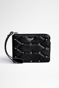 Mini Uma Mat Scale Studs Clutch - Women's small quilted and studded black leather clutch