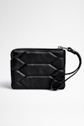 Mini Uma Mat Scale Studs Clutch - Women's small quilted and studded black leather clutch