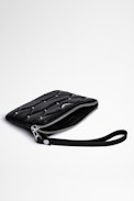 Mini Uma Mat Scale Studs Clutch - Women's small quilted and studded black leather clutch