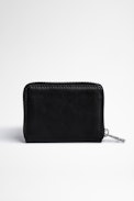 ZV Mini Wallet - Women's black leather studded wallet