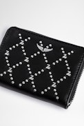 ZV Mini Wallet - Women's black leather studded wallet