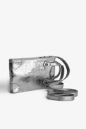 Sunny#2 Phone Pouch - Women’s vintage silver leather phone pouch with shoulder strap