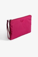 Uma clutch - Women's zipped clutch in pink nylon