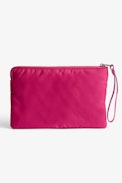 Uma clutch - Women's zipped clutch in pink nylon