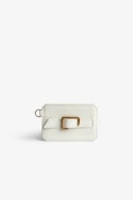 Le Cecilia Pass Card Case - Women’s card case in ecru leather with a gold-tone C-shaped buckle