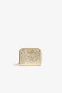 ZV Mini Crinkled Wallet - Women’s metallic gold crinkled leather zipped wallet