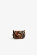 Secret Clutch - Women's mini clutch in brown python-effect leather with braided edges