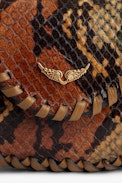 Secret Clutch - Women's mini clutch in brown python-effect leather with braided edges