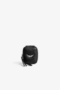 Pochette Swing Your Wings - Pochette per charm Swing Your Wings in pelle granulata nera - Donna.