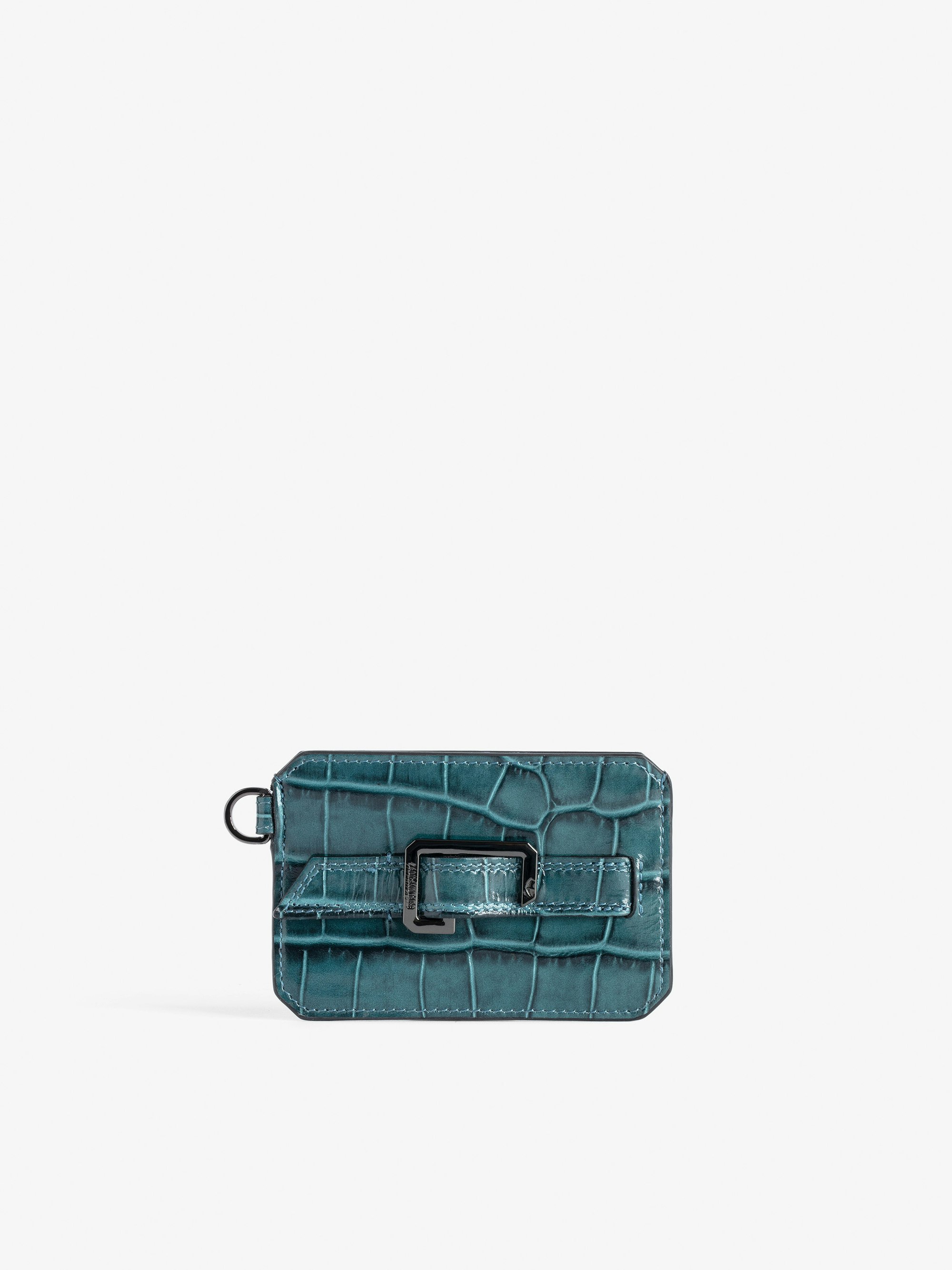 Card Holder Le Cecilia Pass Embossed - Card holder in embossed crocodile-effect leather with C buckle.