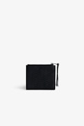 ZV Fold Savage Coin Purse - Women’s black python-effect leather coin purse with wings charm.