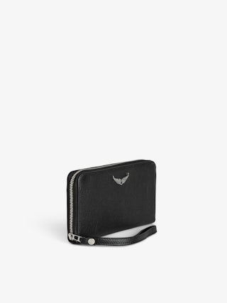 Compagnon Wallet - Grained leather wallet adorned with a wing charm.