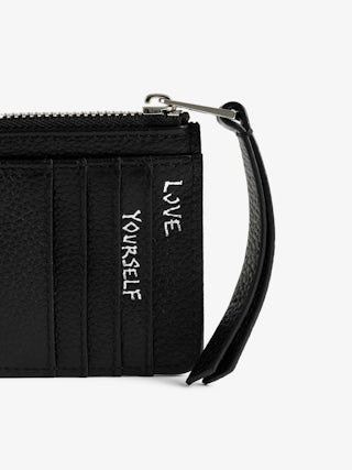 ZV Card Graffiti Card Holder - Card holder in leather with wings signature and graffiti print.