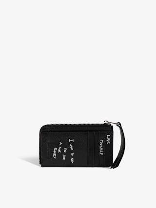 ZV Card Graffiti Card Holder - Card holder in leather with wings signature and graffiti print.