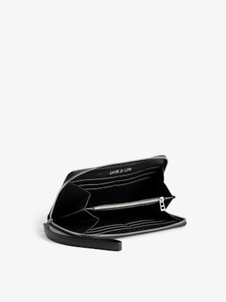 Compagnon Graffiti Wallet - Wallet in grained leather adorned with rhinestone wings. Graffiti print.