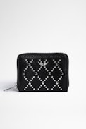 ZV Mini Wallet - Women's black leather studded wallet