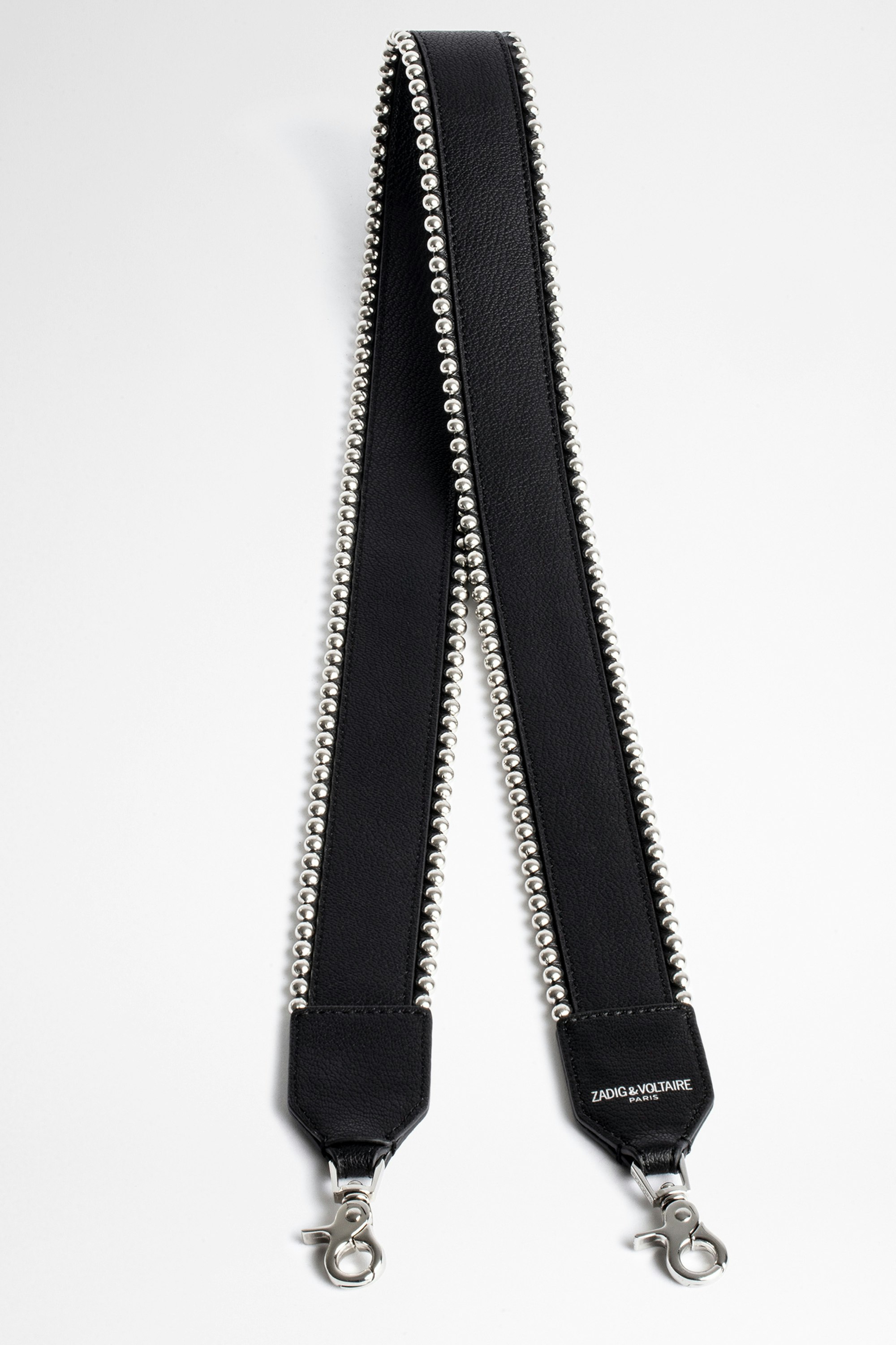 Stud Piping ショルダーストラップ - Black leather shoulder strap