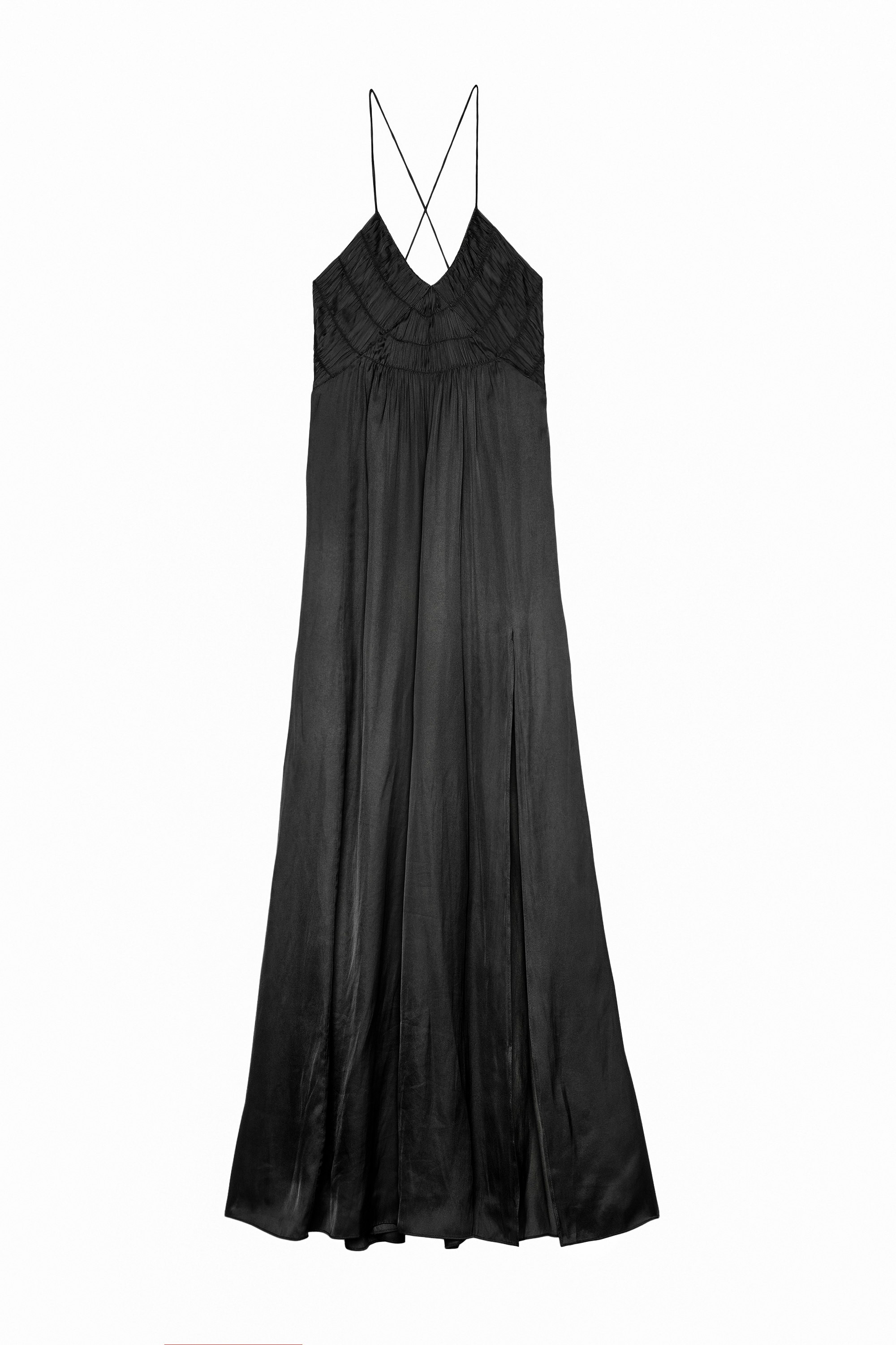 Rayonne Satin Dress Women's long black dress