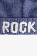 Susana Girls’ Beanie - Girls’ purple wool mix beanie with “Rock” slogan on front.