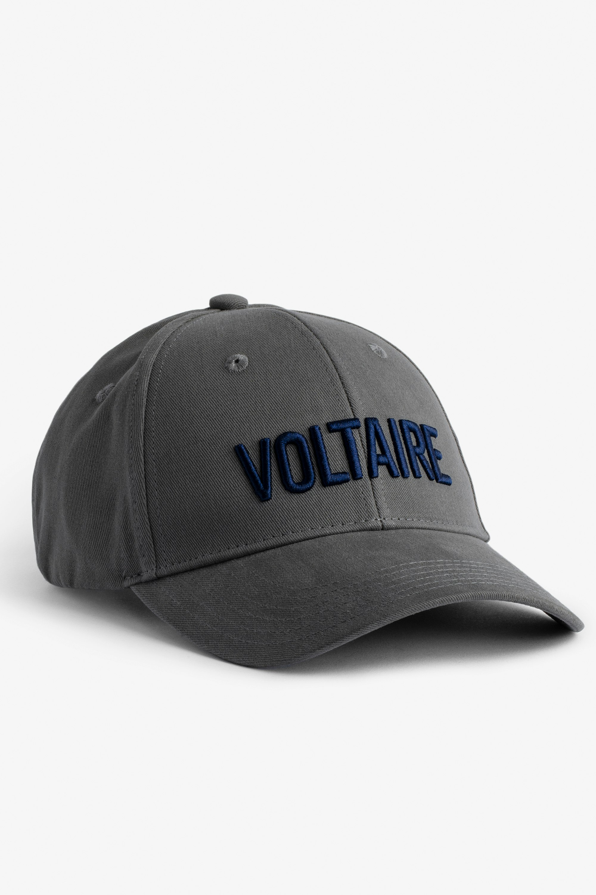 Klelia Voltaire キャップ - グレーコットン 「Voltaire」刺繍入りキャップ メンズ
