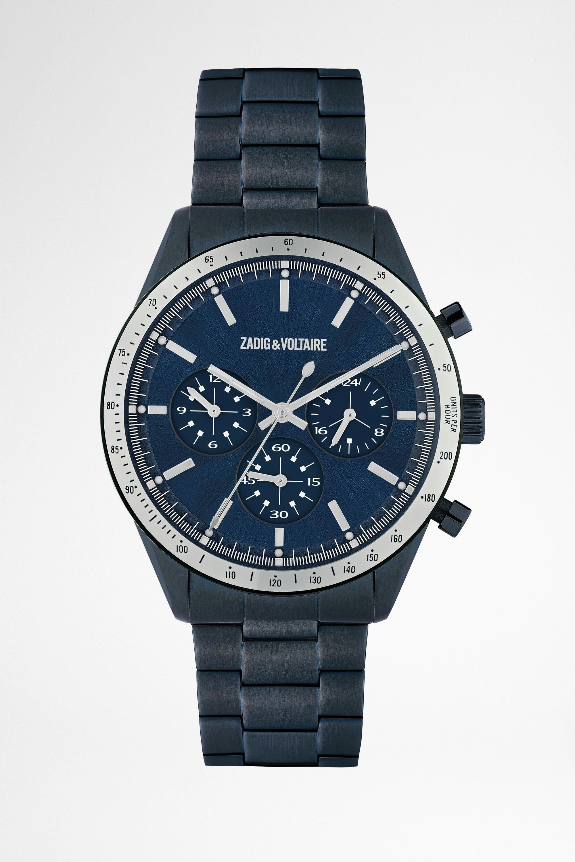 Reloj Master Bleu Reloj de acero azul de hombre con cronómetro