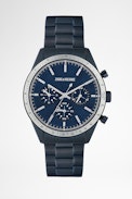 Blaue Uhr Master - Herrenuhr aus blauem Stahl mit Stoppuhrfunktion