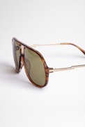 Lunettes De Soleil Flash Vintage - Lunettes de soleil marron en acétate BIO à verres verts unisexe