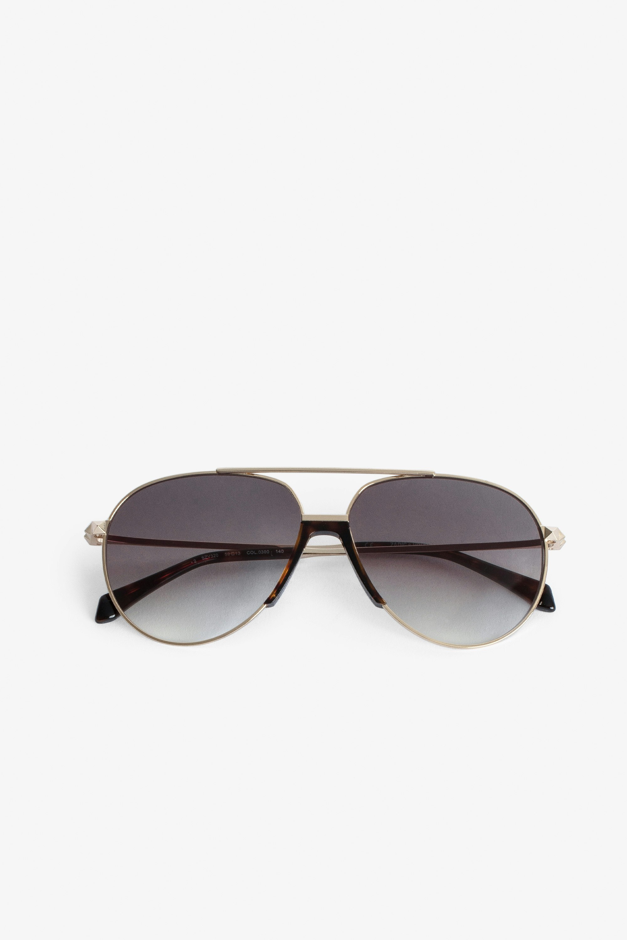 Pyramid Studs Sunglasses - Brown Pyramid Studs sunglasses with smoked lenses decorated with pyramid studs