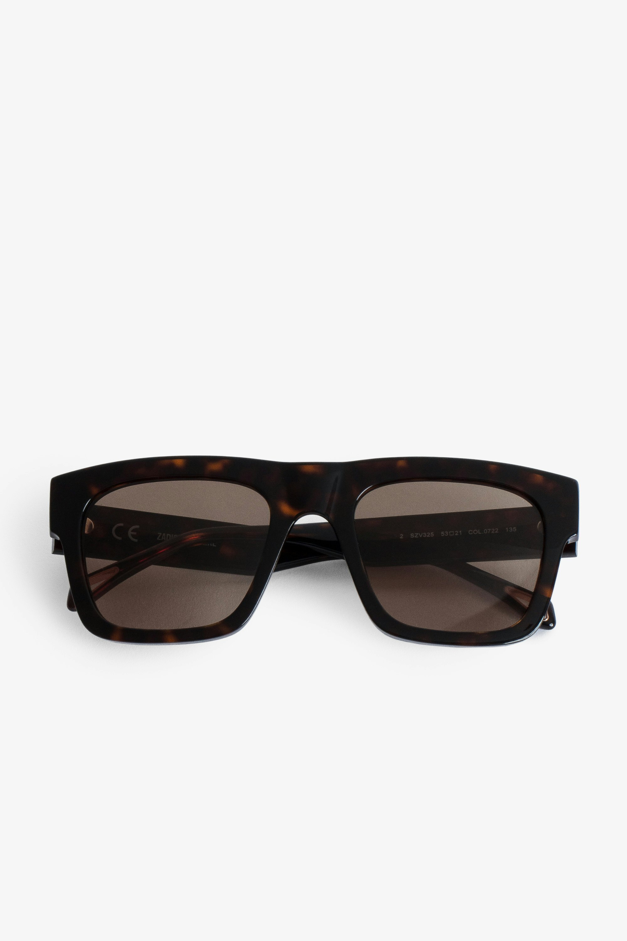 Oversized サングラス Oversized brown acetate sunglasses with ZADIG logo on the temples 