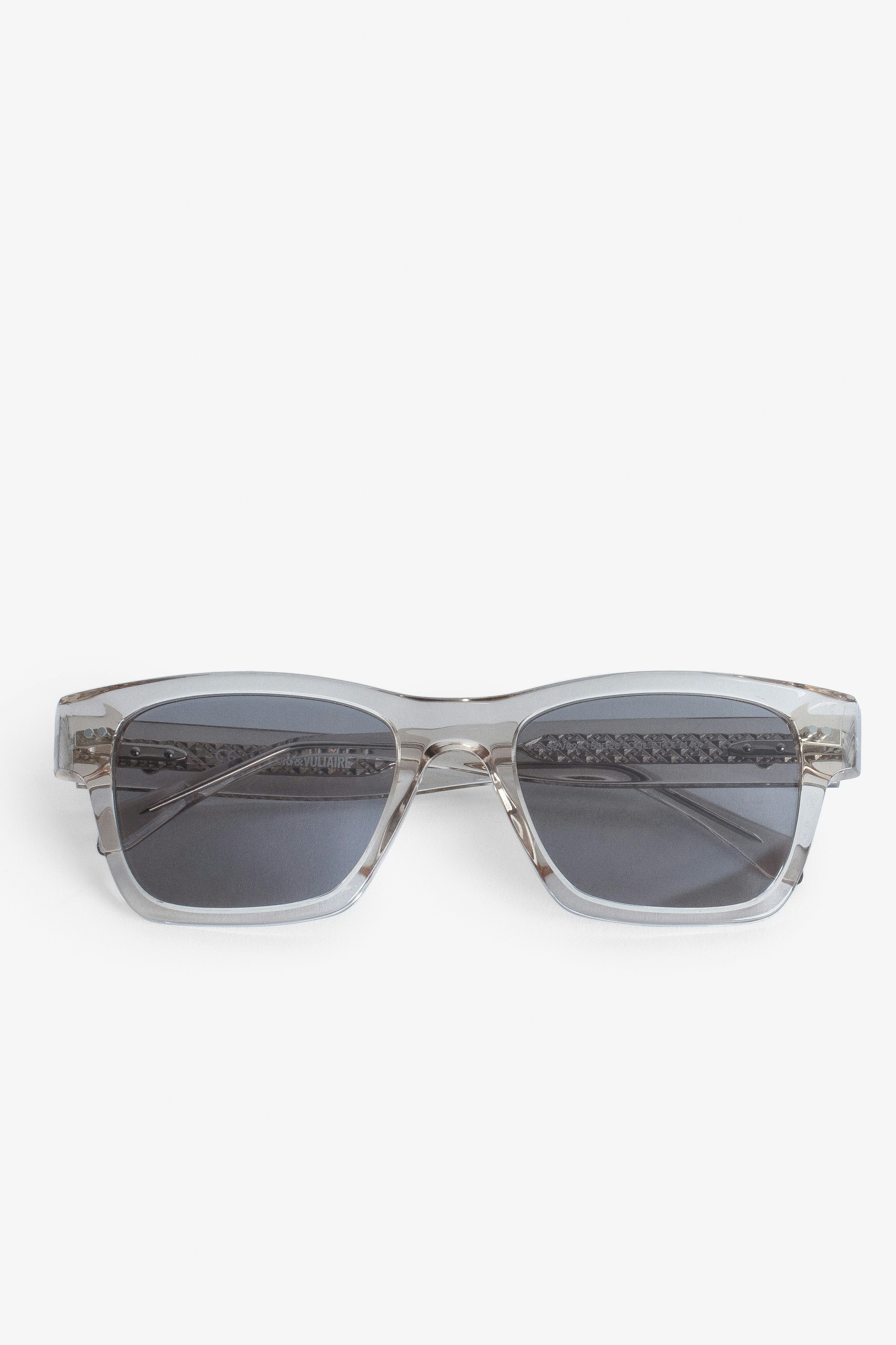 Sonnenbrille Transparent Wings Sonnenbrille aus beigefarbenem Acetat mit Flügeln auf den Bügeln