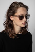 Gafas de sol Transparent Wings  - Gafas de sol de acetato beige con alas en las patillas