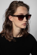 Transparent Wings Sunglasses - Brown acetate sunglasses with wing detailing on temples
