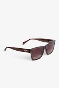 Transparent Wings Sunglasses - Brown acetate sunglasses with wing detailing on temples