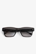 Transparent Wings Sunglasses - Black acetate sunglasses with wing detailing on temples and smoked lenses