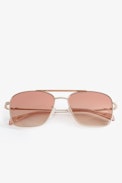 Aviator Wings Sunglasses - Unisex aviator sunglasses in cognac metal with smoke lenses