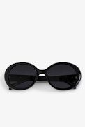Iconic Wings Sunglasses - Unisex round-lens sunglasses in black metal with smoke glass