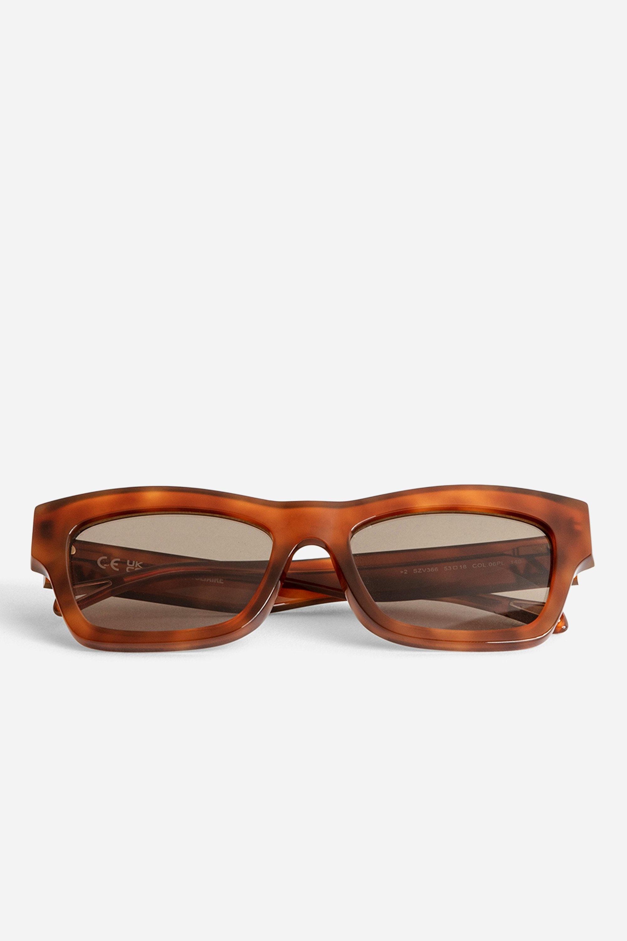 Gafas de sol ZV23H1 - Gafas de sol unisex rectangulares de color marrón con el logotipo ZV en las patillas.