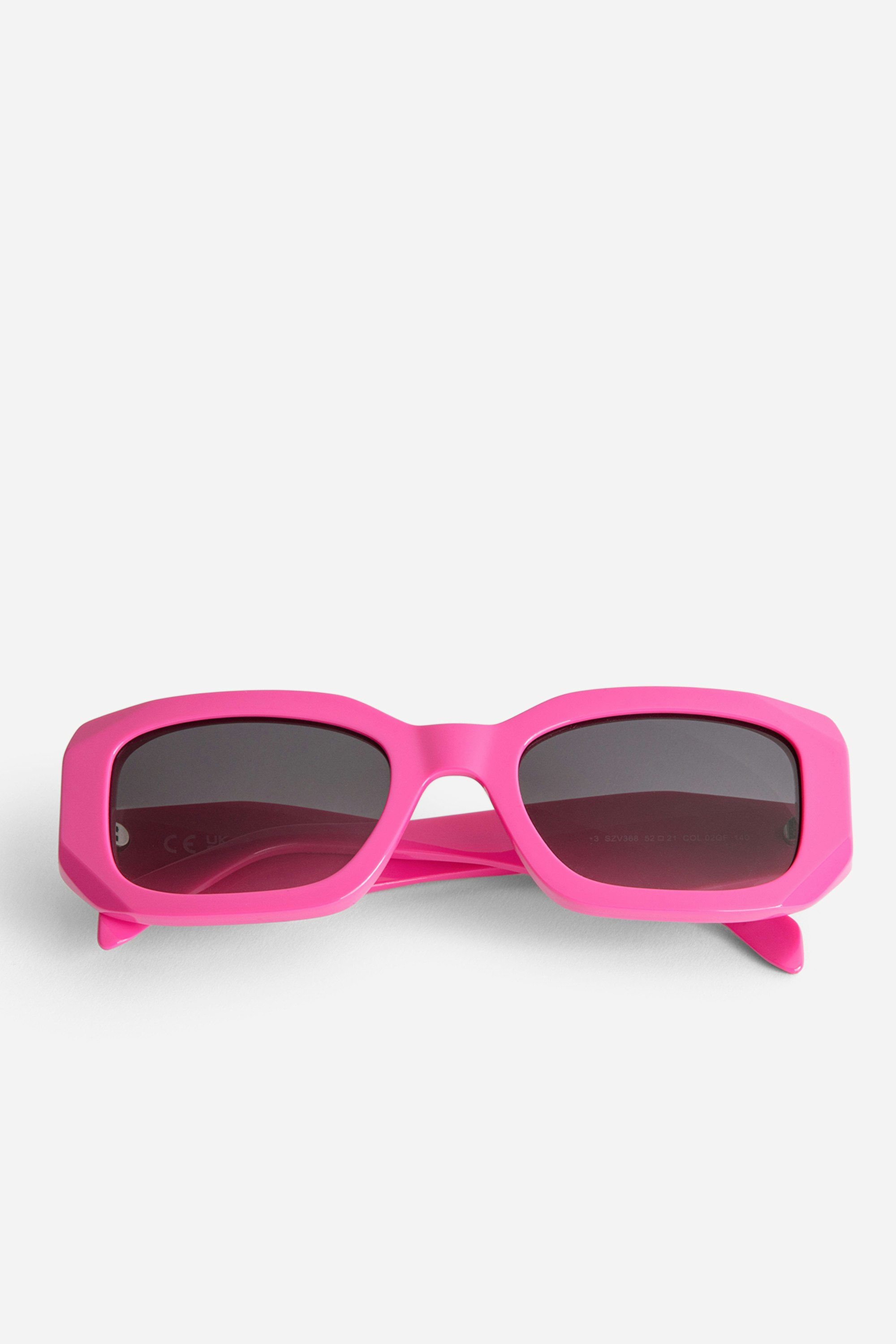 Gafas de sol ZV23H3 - Gafas de sol unisex rectangulares de color rosa con patillas desestructuradas con alas.