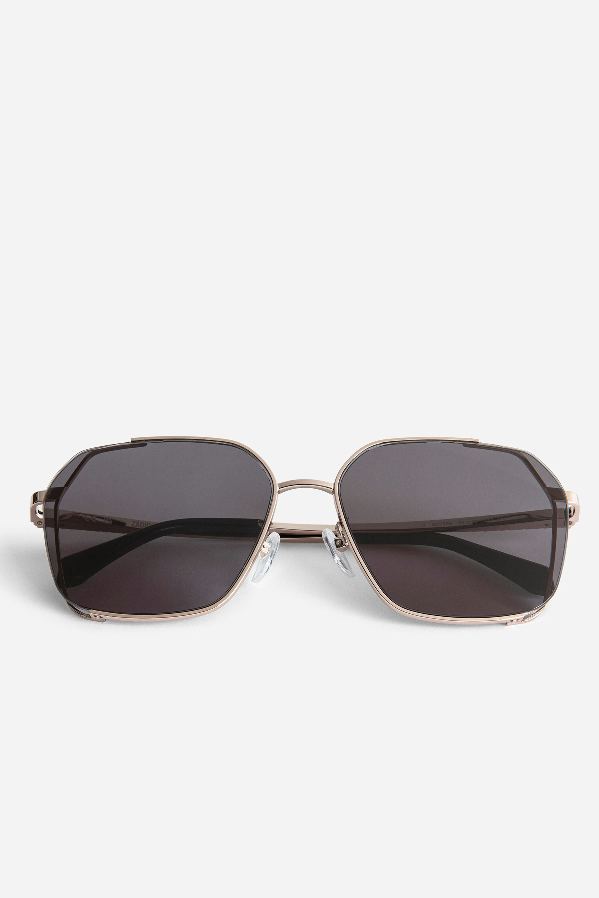 ZV23H5 Sunglasses Unisex black rounded square sunglasses with the ZV logo on the temples.