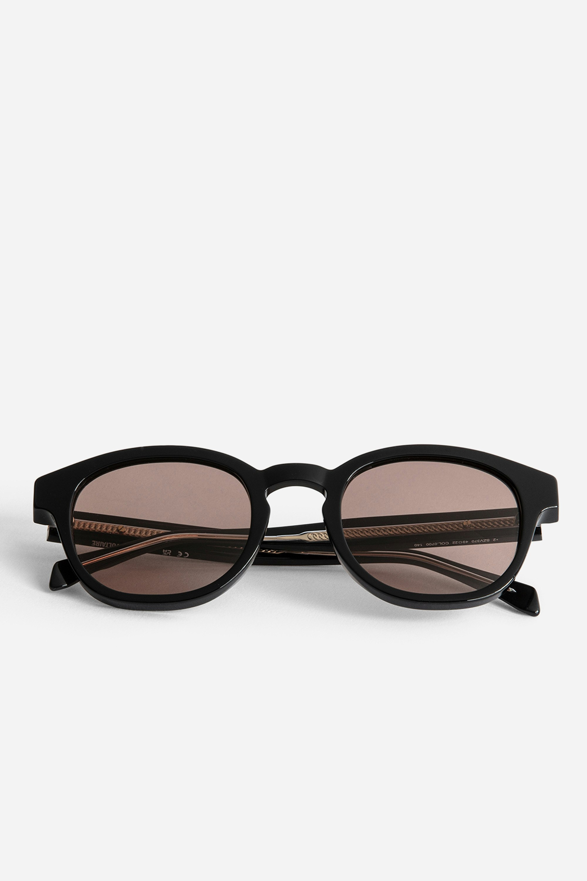 ZV23H6 Sunglasses - Unisex brown rounded sunglasses with wings on the temples.