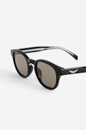 ZV23H6 Sunglasses - Unisex rounded sunglasses with wings on the temples.