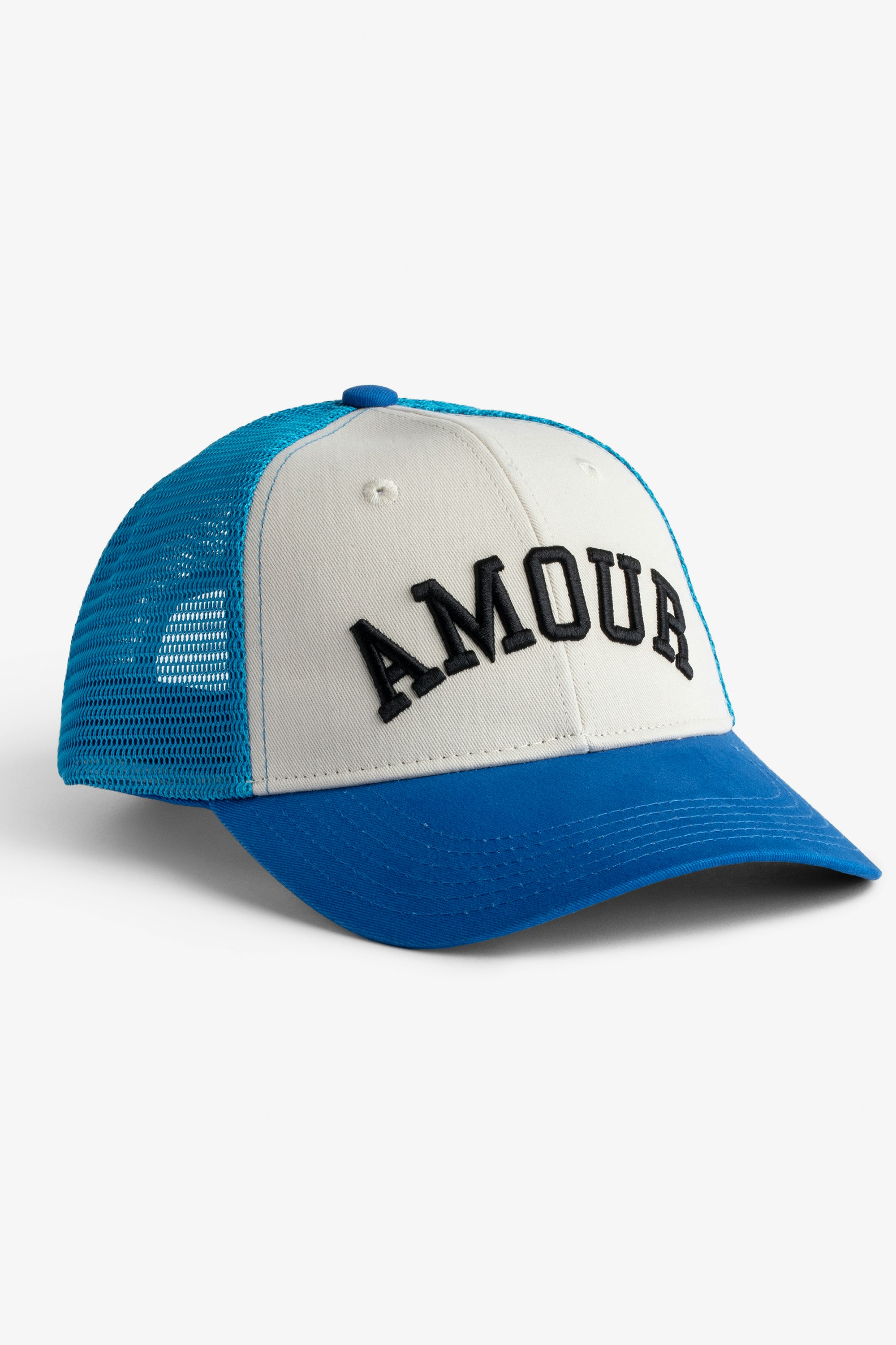 Klelia Amour Cap Women's Amour embroidered cap in blue cotton and mesh