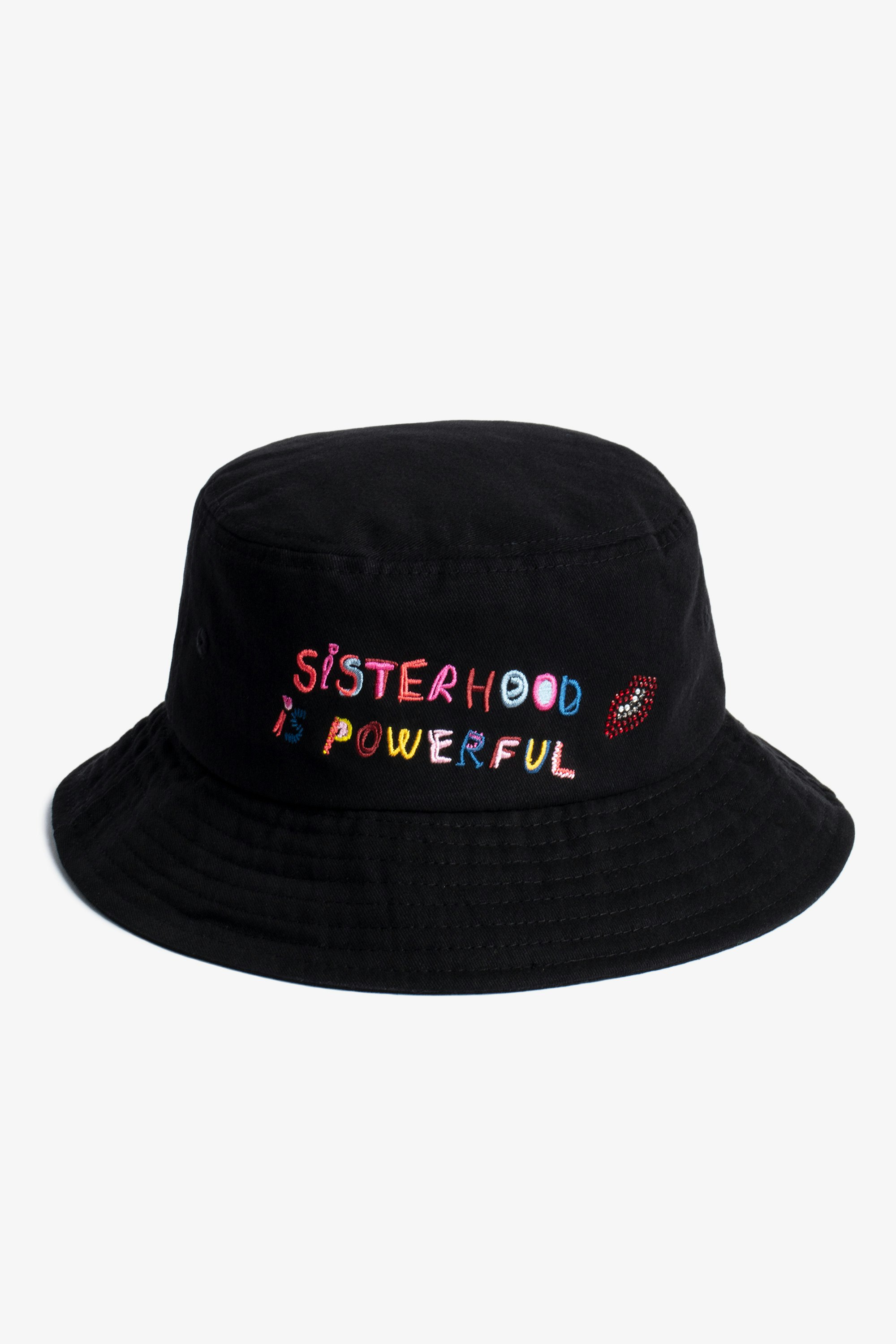 Band of Sisters Bucket Hat Band of Sisters women’s black cotton embroidered bucket hat