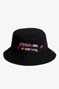 Band of Sisters Bucket Hat - Band of Sisters women’s black cotton embroidered bucket hat