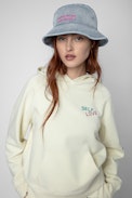 Band of Sisters Bucket Hat - Women’s light blue cotton bucket hat with Band of Sisters embroidery