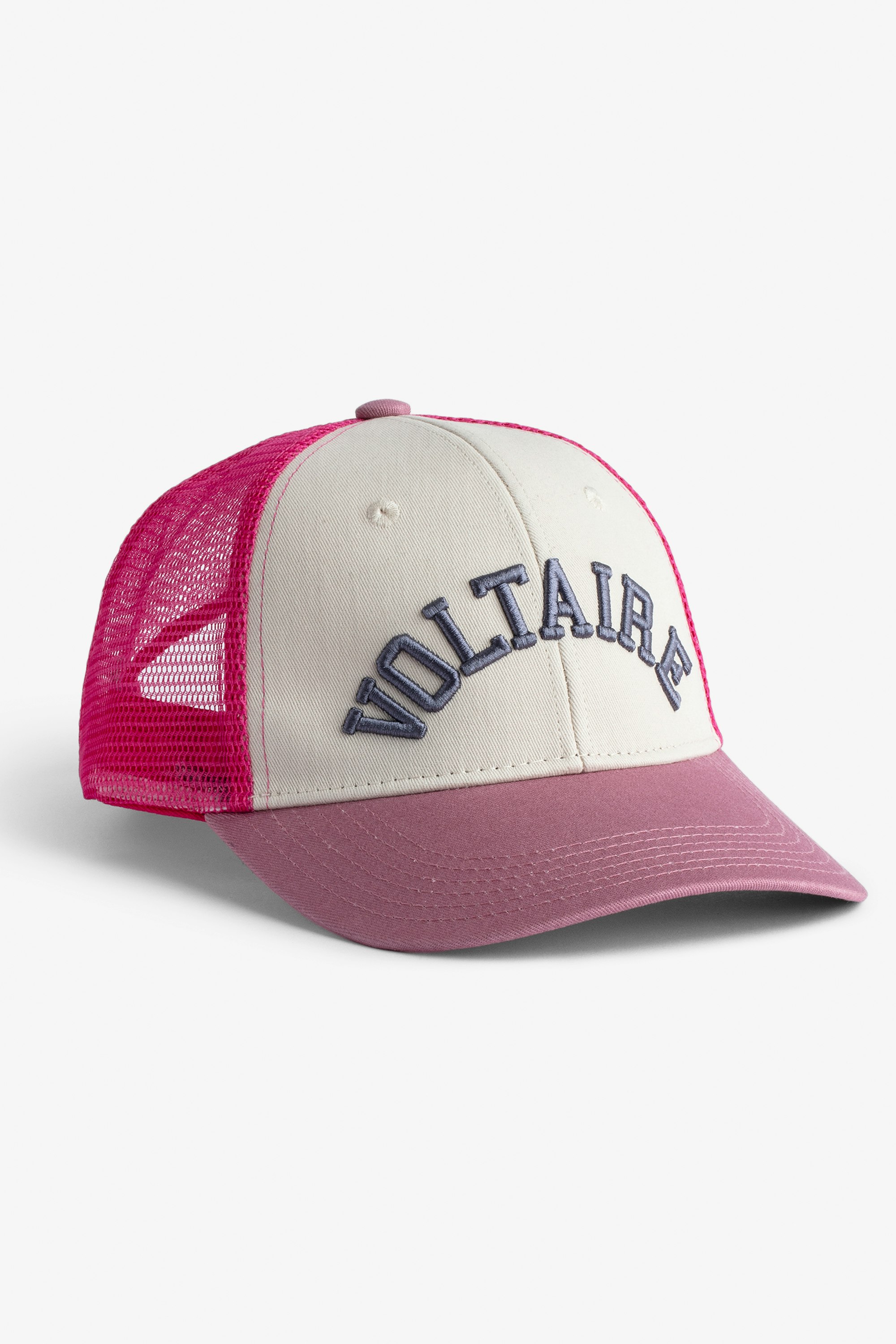 Klelia Voltaire Cap Women’s Voltaire embroidered cap in pink cotton and mesh